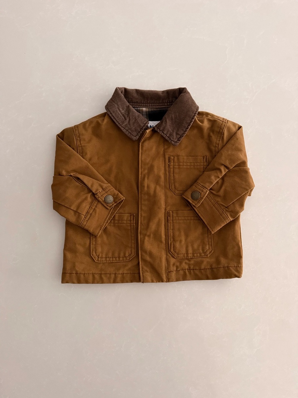 Old Navy Baby Canvas Barn Coat with Corduroy Trim • Size 0-3M